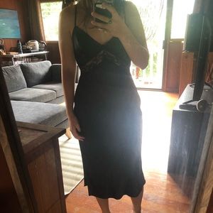 Princess Polly black lace silky midi dress